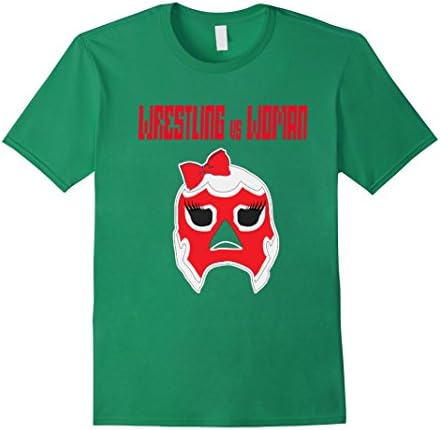 Men's woman vs pro wrestling mask T shirt Medium Kelly Green