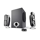 Cyber Acoustics 3 Piece Flat Panel Design Subwoofer and Satellite Speaker System with Control Pod (CA-3810)