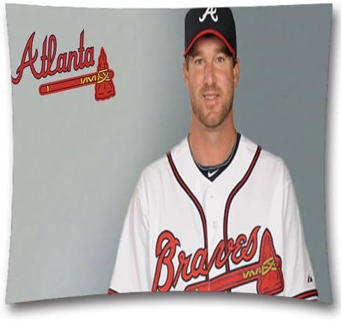 Atlanta Braves Derek Lowe Graphic Snap on Pillowcase-Decortative Piilow Case-18"x18" Cotton Cushion Cover-Pillowcase for MLB Fans-KingsBedding Theme 1830