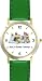 Jack (Parsons) Russell Terrier and Orange Tabby Kitten JP Dog - WATCHBUDDY&Acirc;&reg; DELUXE TWO-TONE THEME WATCH - Arabic Numbers - Green Leather Strap-Women's Size-Small