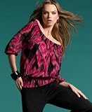 INC International Concepts Petite Printed Mesh Peasant Top