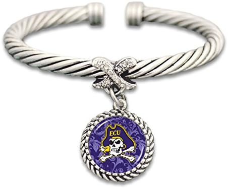 NCAA East Carolina Pirates Womens X-Bangle, Silver, One Size