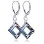 SCER197 Made with Swarovski Elements� Square Vitrial Light Crystal Sterling Silver Leverback 1.5" Dangle Earrings