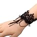 Yazilind Jewelry Lace Bracelet Ring Handmade Black Lace Chain Bracelet Pendant Desirable for Women