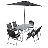 Kurtis Jackson Outdoor Garden Furniture Set includes Rectangular Table/ 6 Folding Chairs/ Parasol (8 Pieces)