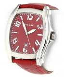 Prague Men's Red Croco-print Leather Strap Watch