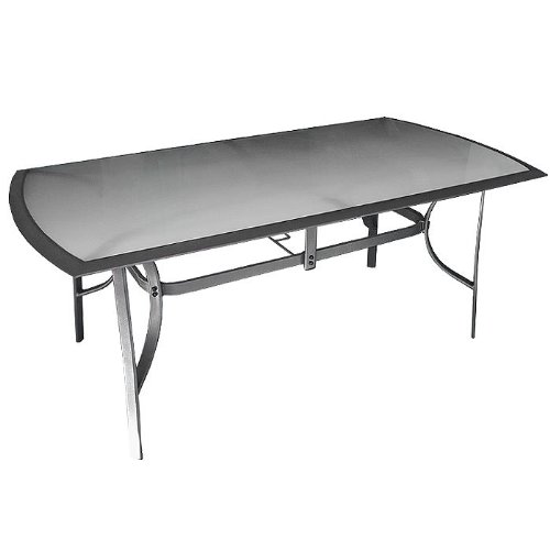 Gartentisch Glastisch Metall/Glas 180x95cm Anthrazit/Weiss