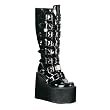 5 1/2 Inch Trendy Knee High Boots Gothic Boots Black Platform Boots Metal Plates Patent
