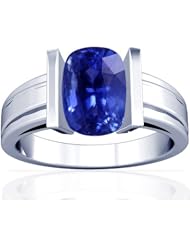 14K White Gold Cushion Cut Blue Sapphire Solitaire Ring