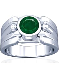 Platinum Round Cut Emerald Solitaire Ring