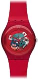 Swatch - NEW GENT LACQUERED collection - Montre Mixte - Quartz Analogique - Cadran rouge - Bracelet Plastique rouge