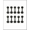 LB0008 / Piercing Labret - Lippenpiercing 1,6 x 10 mm aus schwarzem Chirurgenstahl mit Kugel 4 mm