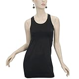 Seamless Tunic Sleeveless Racer back Top Black (One Size)
