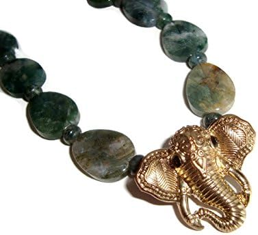 Bronze Elephant on Seraphinite Gemstone Necklace by LuDesigns