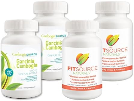 4 Bottle Combo Pack - Garcinia Cambogia (60% HCA) &amp; Daily Detox/Cleanse - 60 day supply