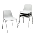 Stackaways Shell Chairs- Gray/ Chrome(Set of 4)