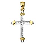 10K Two Tone Gold 1/4 ct. Diamond Cross Pendant with Chain