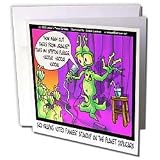 Londons Times Funny Aliens Cartoons - Alien Standup Comedians - Greeting Cards-12 Greeting Cards with envelopes