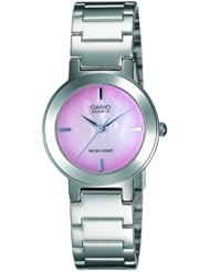 Casio Womens LTP1191A-4C Silver-Tone Pink Dial Analog Quartz Watch