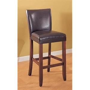 Set of 2 Contemporary Style Brown Vinyl 29H Bar Stools by visiondecor Furniture