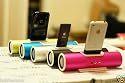 Ricco Model V5A Aluminum Travel Docking Speaker Charger with Mains Power Adapter For iPhone iPod Touch Nano Classic 2G 3G 3GS/3G S G2 G3 G5 8GB 16GB 32GB 64GB - Great for Gift (PINK)