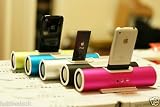 Ricco Model V5A Aluminum Travel Docking Speaker Charger with Mains Power Adapter For iPhone iPod Touch Nano Classic 2G 3G 3GS/3G S G2 G3 G5 8GB 16GB 32GB 64GB - Great for Gift (LIME GREEN)