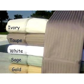MARRIKAS 1000TC 7 PC. Egyptian Cotton FULL TAUPE Pin Stripe Duvet Cover & Sheet Set COMBO