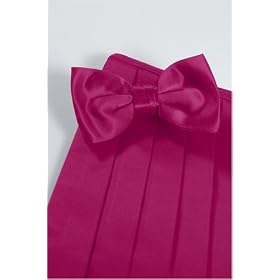Bowtie and Cummerbund Set - Luxury Satin Fuscia