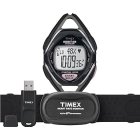 Timex T5K572L3 Women's Ironman Race Trainer Digital Heart Rate Monitor Kit, Mid-Size, One Size (Black/White)