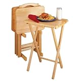 Rectangle 5-Piece Wooden TV Trays/Tables, Beechwood Rectangle 5-Piece Wooden TV Trays/Tables, Beechwood