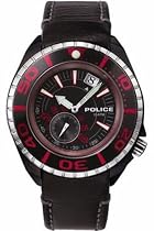 Police Regatta gents black leather strap and black dial watch