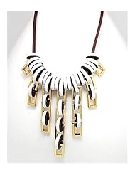 White Leather Necklace In White Base