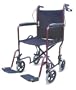 Duro-Med 1046 Compact Folding Steel Frame Transport Chair with Hand Brakes, Burgundy