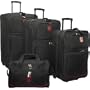 Bill Blass Luggage Diplomat 4-Piece Luggage Set (Black/ Red)
