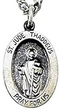 St. Jude Medal Sterling Silver Oval on 18 Chain