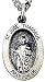 St. Jude Medal Sterling Silver Oval on 18" Chain