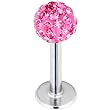 16 Gauge Pink Ferido Ball Labret Monroe Tragus MADE WITH SWAROVSKI ELEMENTS