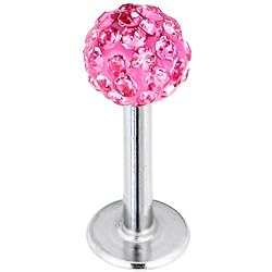 16 Gauge Pink Ferido Ball Labret Monroe Tragus MADE WITH SWAROVSKI ELEMENTS