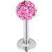 16 Gauge Pink Ferido Ball Labret Monroe Tragus MADE WITH SWAROVSKI ELEMENTS