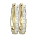 14K Yellow Gold 1/2 ct. Baguette Cut Diamond Hoop Earrings