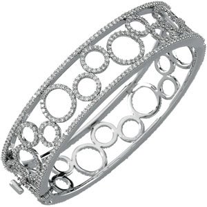 14K White Gold Diamond Bangle Bracelet