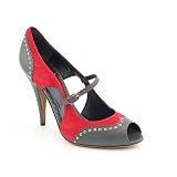 Moschino Cheap and Chic Jede Womens SZ 10 Gray/Red Mary Janes Peep-Toe Shoes