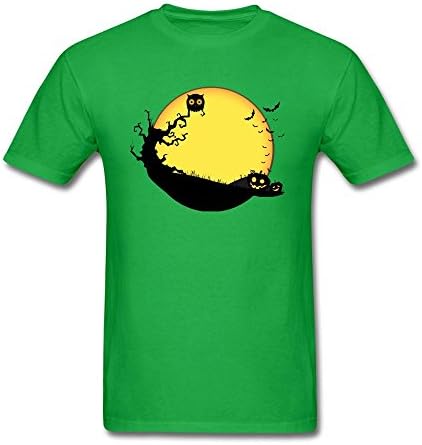 FLLVXP Men's The Owl In Halloween T-shirt Forest Green XL