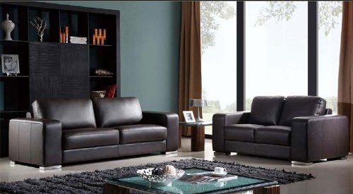 2pc Contemporary Modern Leather Sofa Set, DS-HUD-S1 