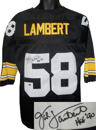 Jack Lambert Signed Pittsburgh Steelers Black Official Mitchell&Ness TB Jersey HOF 90- Lambert Hologram