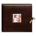 Sewn Leatherette D-Ring Scrapbook - Brown