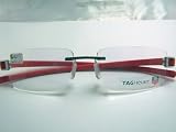 Tag Heuer - TAG HEUER 7106 003 BRUSHED TITANIUM RED TEMPLES RIMLESS EYEGLASSES
