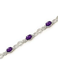10kt Yellow Gold Oval Amethyst and Diamond Bracelet