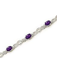14kt Yellow Gold Oval Amethyst and Diamond Bracelet