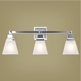 Mission 3 Light Mission Bathroom Vanity Lighting Fixture Polished Chrome Frosted Glass B5683 41T6j7%2BLBiL. SL160 Mission 3 Light Mission Bathroom Vanity Lighting Fixture Polished Chrome Frosted Glass B5683